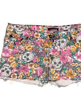 Sz.13*LoveSick (torrid)*Multicolor Skull/Floral Print Shorts